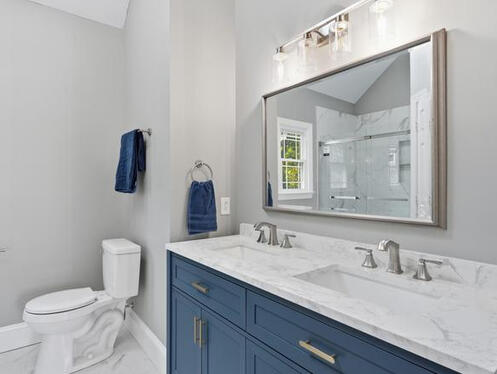 Master Bathroom. Fully remodeled Master Bath including new tile shower, tile flooring, double vanity.